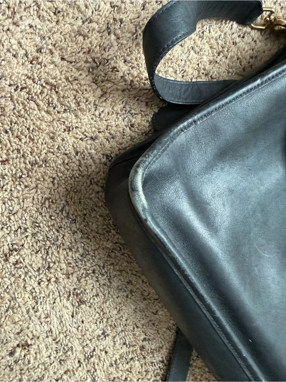 Black Leather Men's Briefcase with Gold Hardware